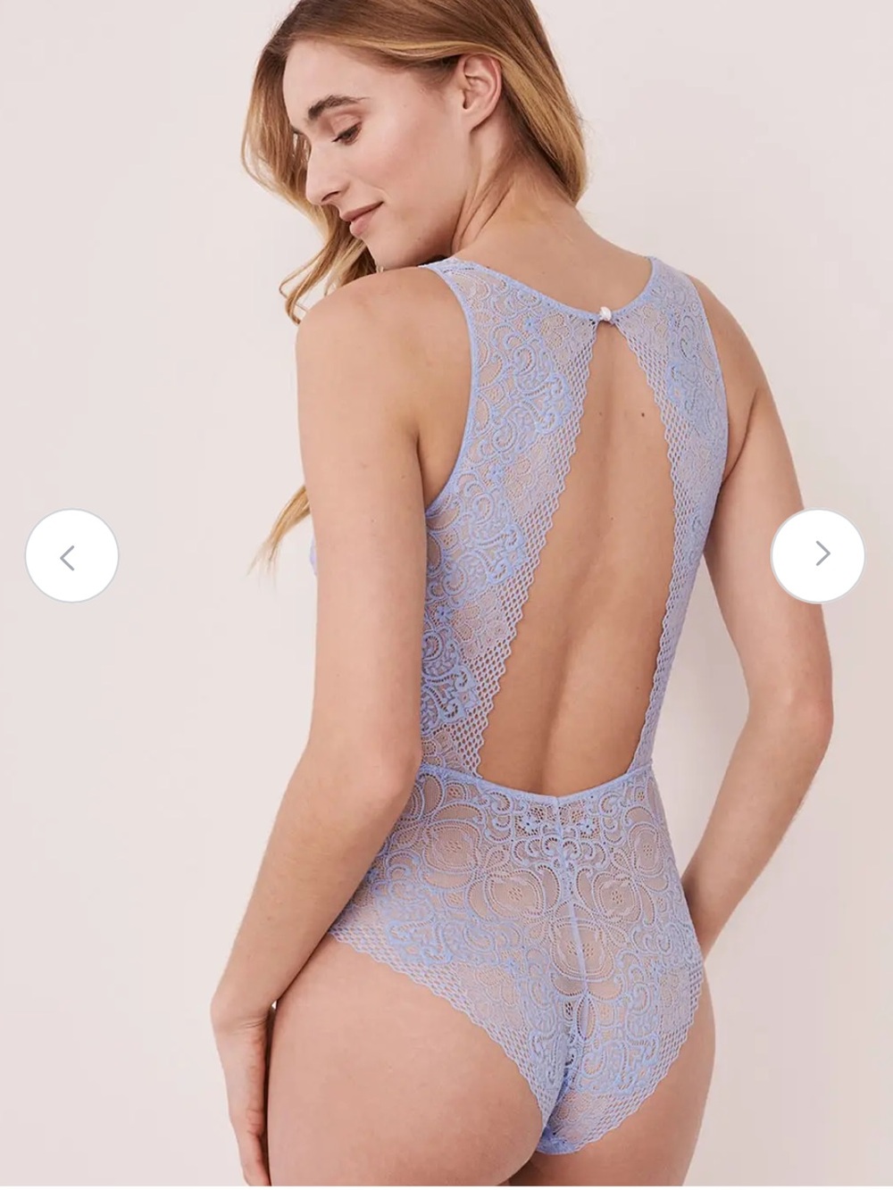 La Vie En Rose Serenity Blue Plunge Lace Teddy Bodysuit